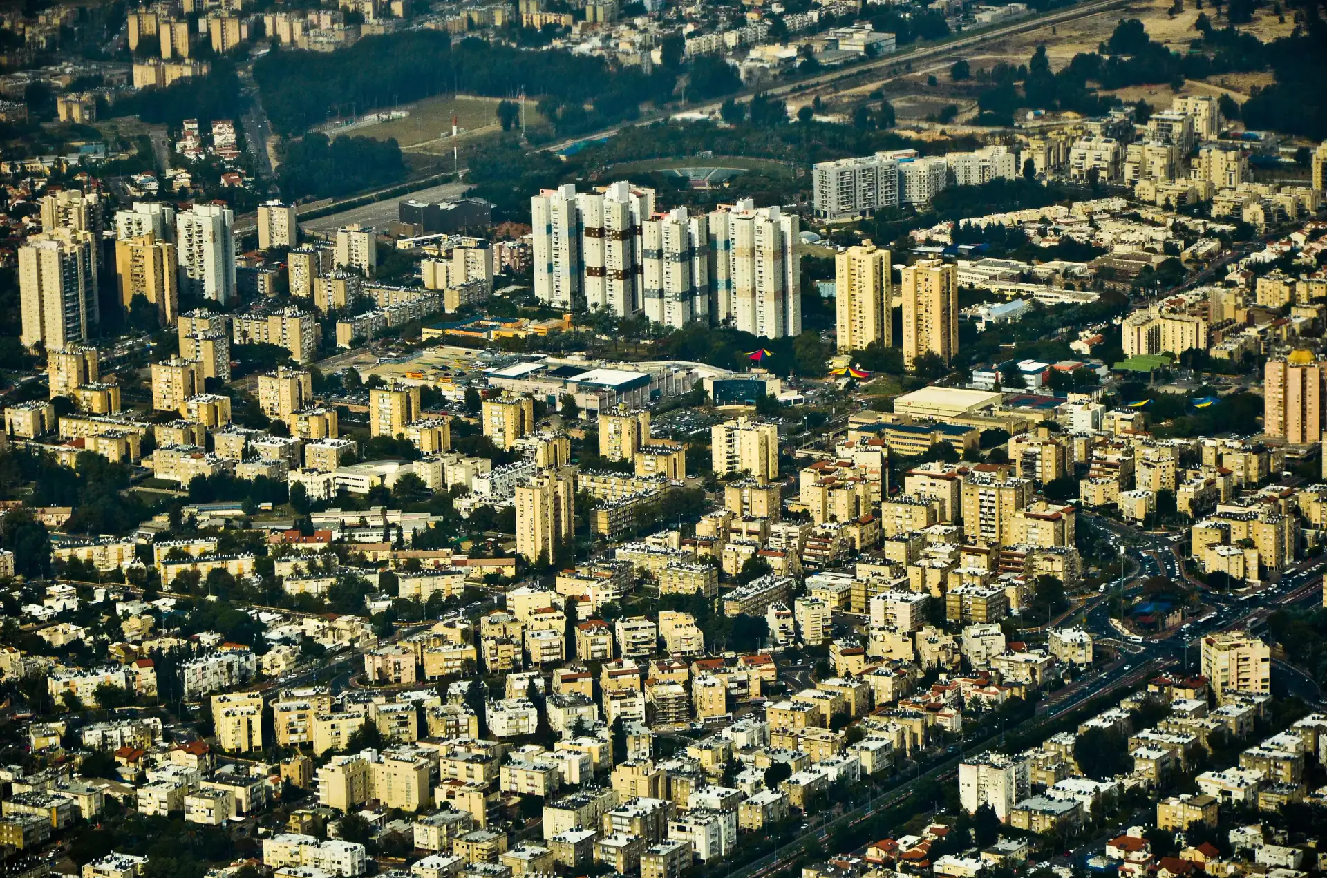 קרית מוצקין, מבט מהאוויר על שכונות העיר