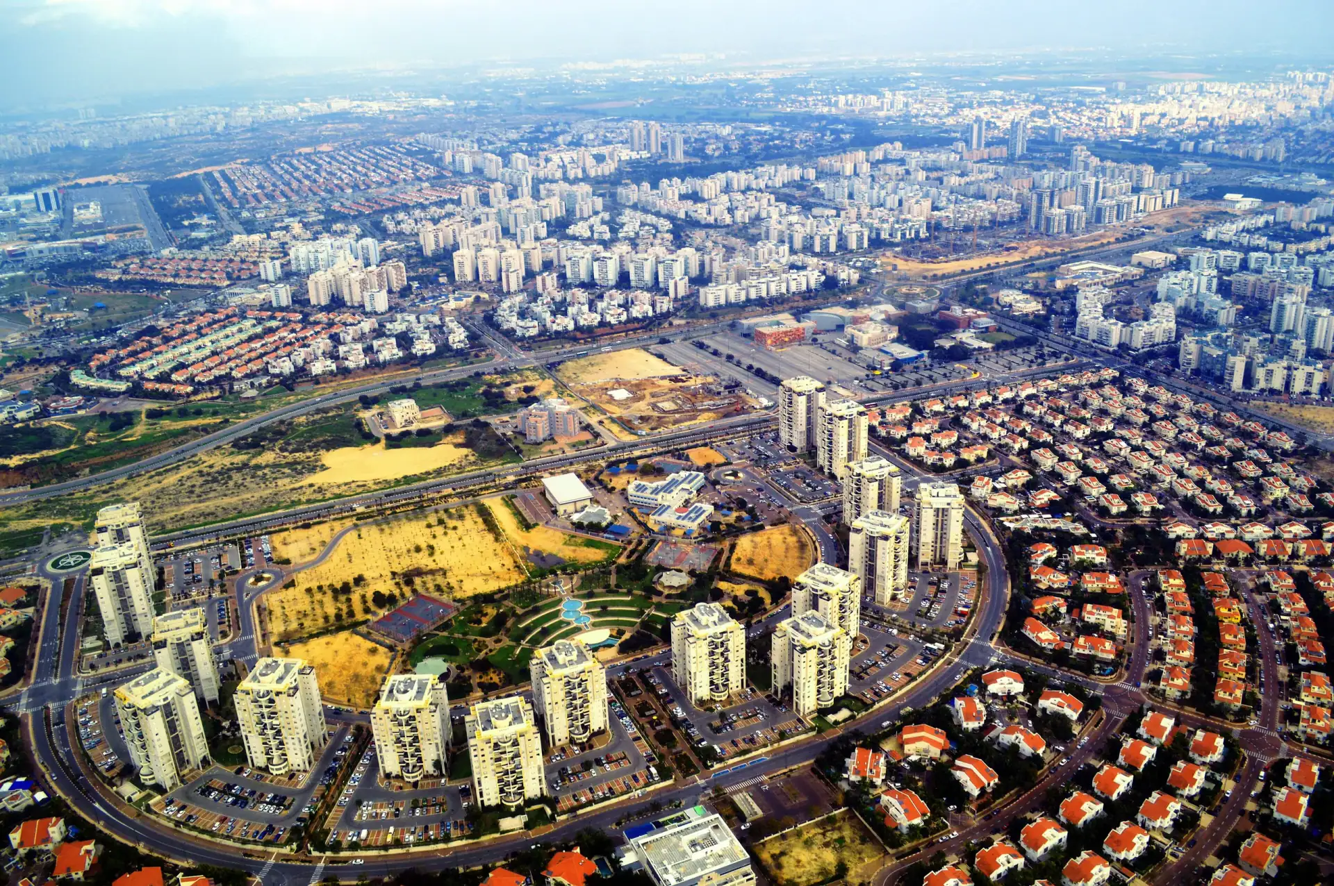 ראשון לציון, מבט מהאוויר על מערב העיר