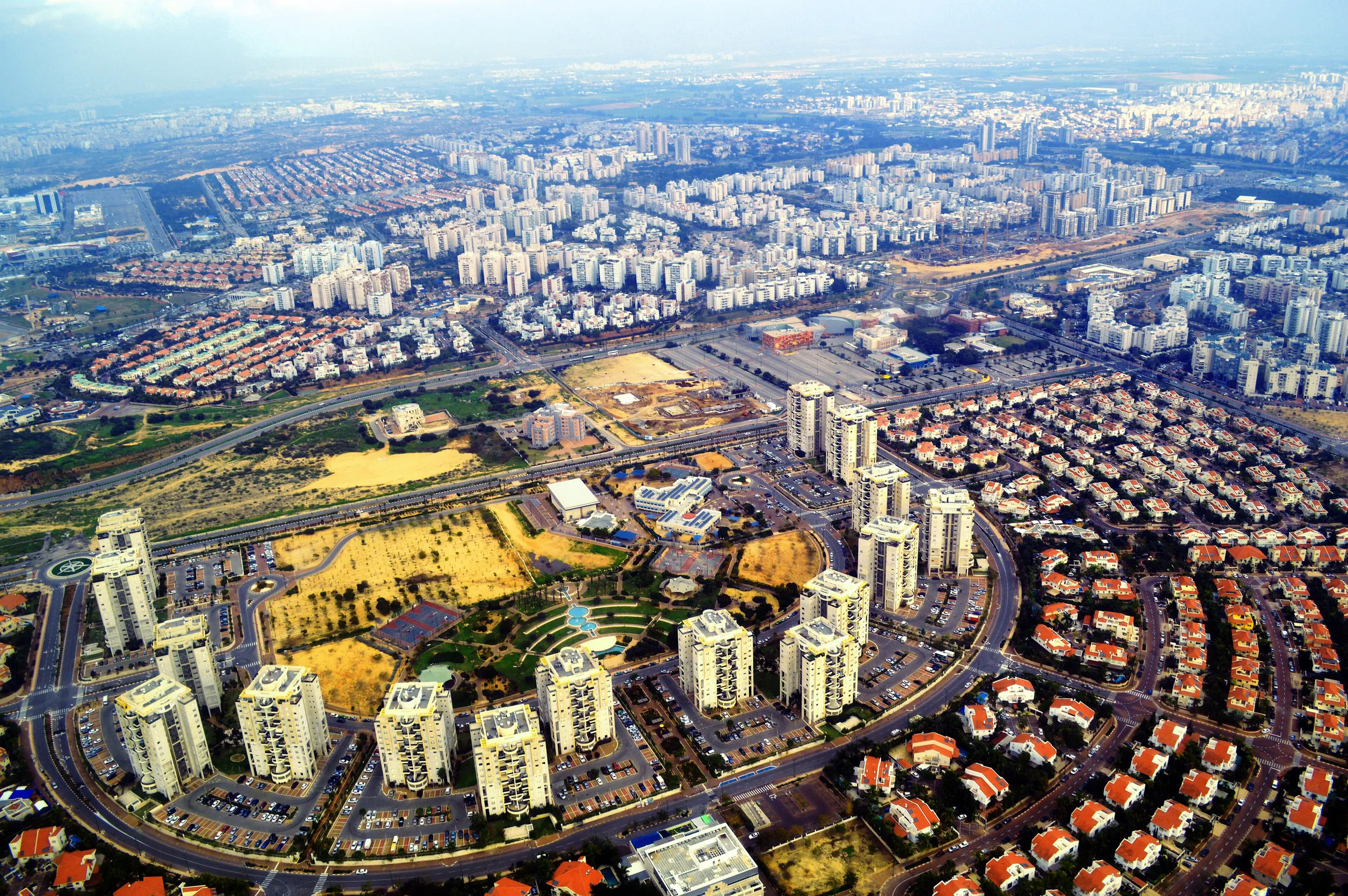 ראשון לציון, מבט מהאוויר על מערב העיר